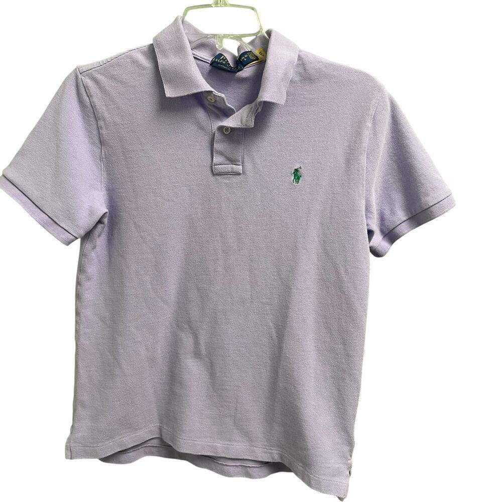 Ralph Lauren Boys Purple Large 14-16 Classic Fit Polo Preppy Green Logo